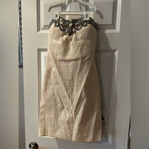 Daisy Cream Strapless Dress with Beaded Neckline